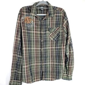 MMA Elite Green & Brown Plaid Long Sleeve Shirt